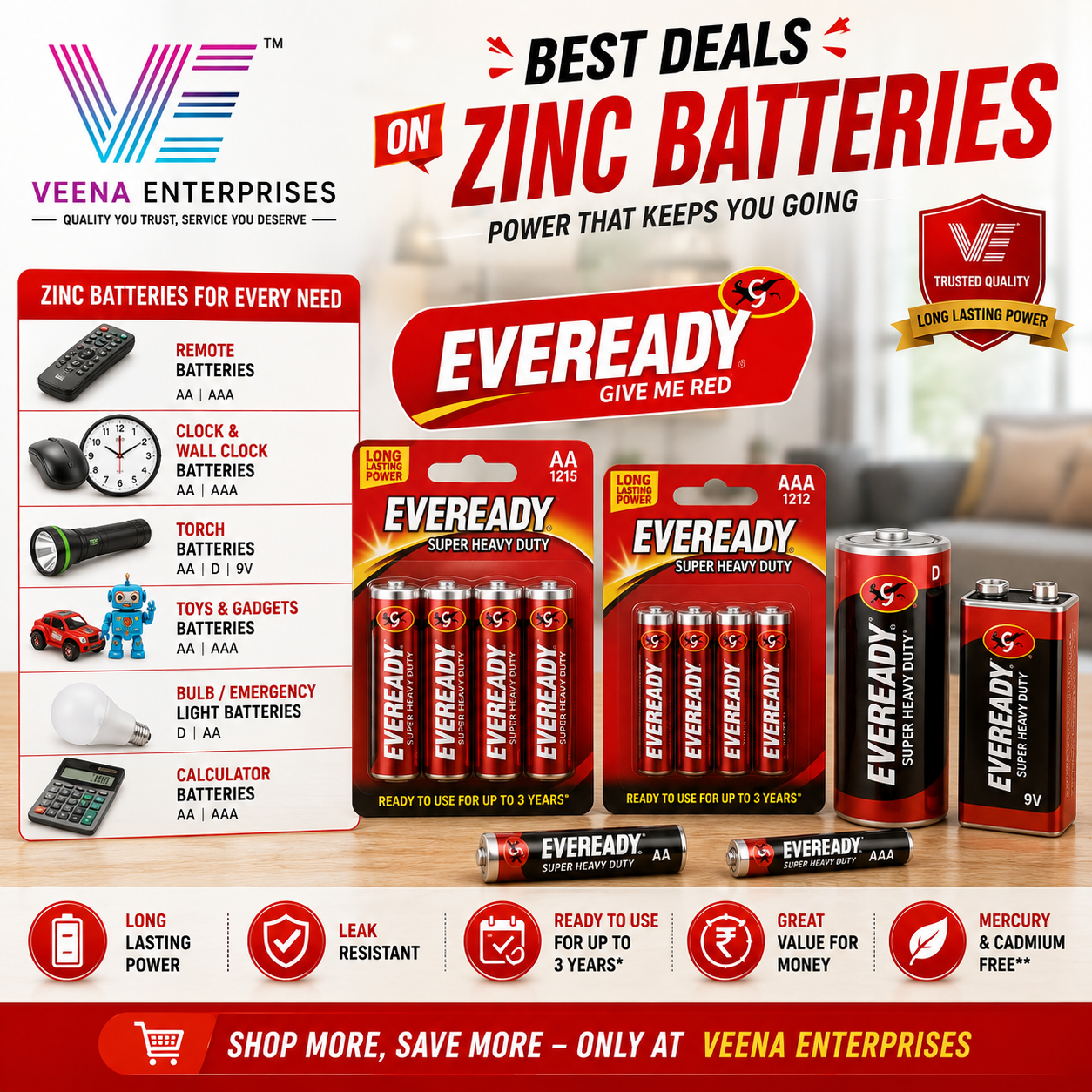 Batteries and electric appliances