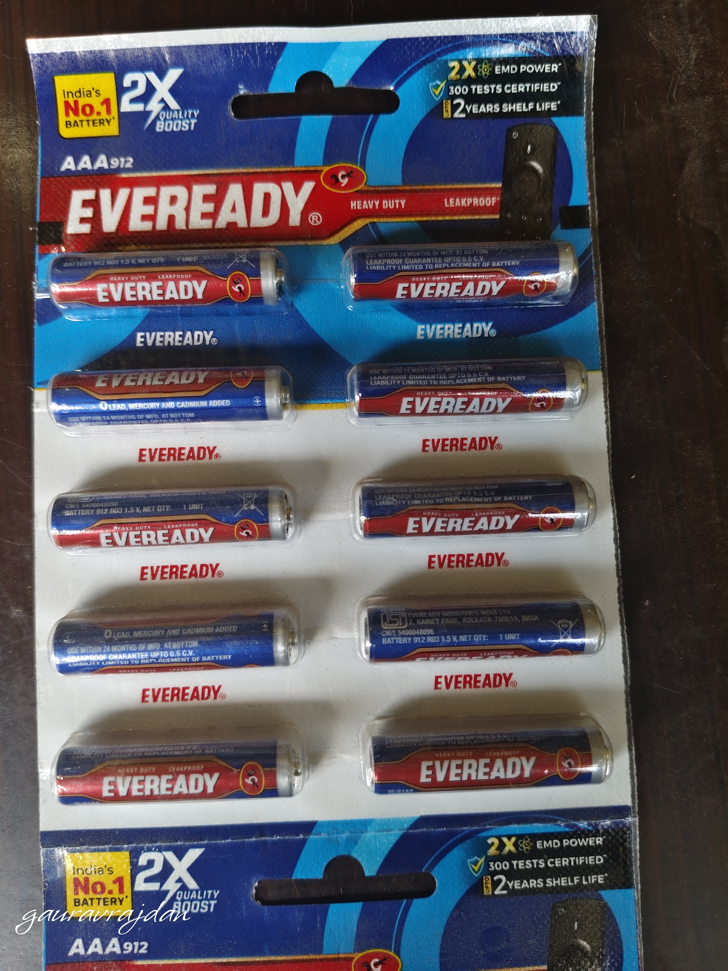 912 AAA BLUE BATTERY pack of 10