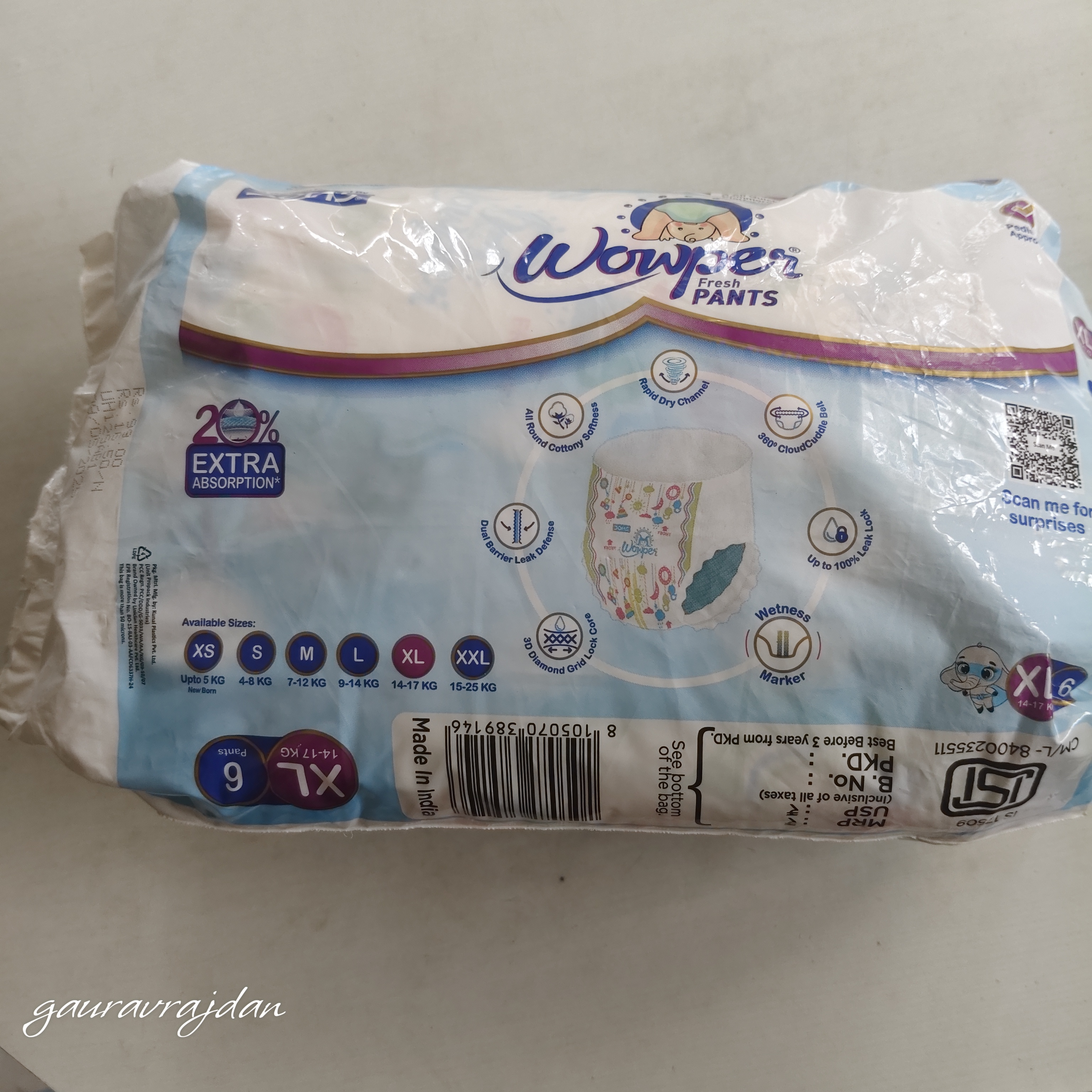 DOMS WOWPER DIAPER XL6 pack of 1