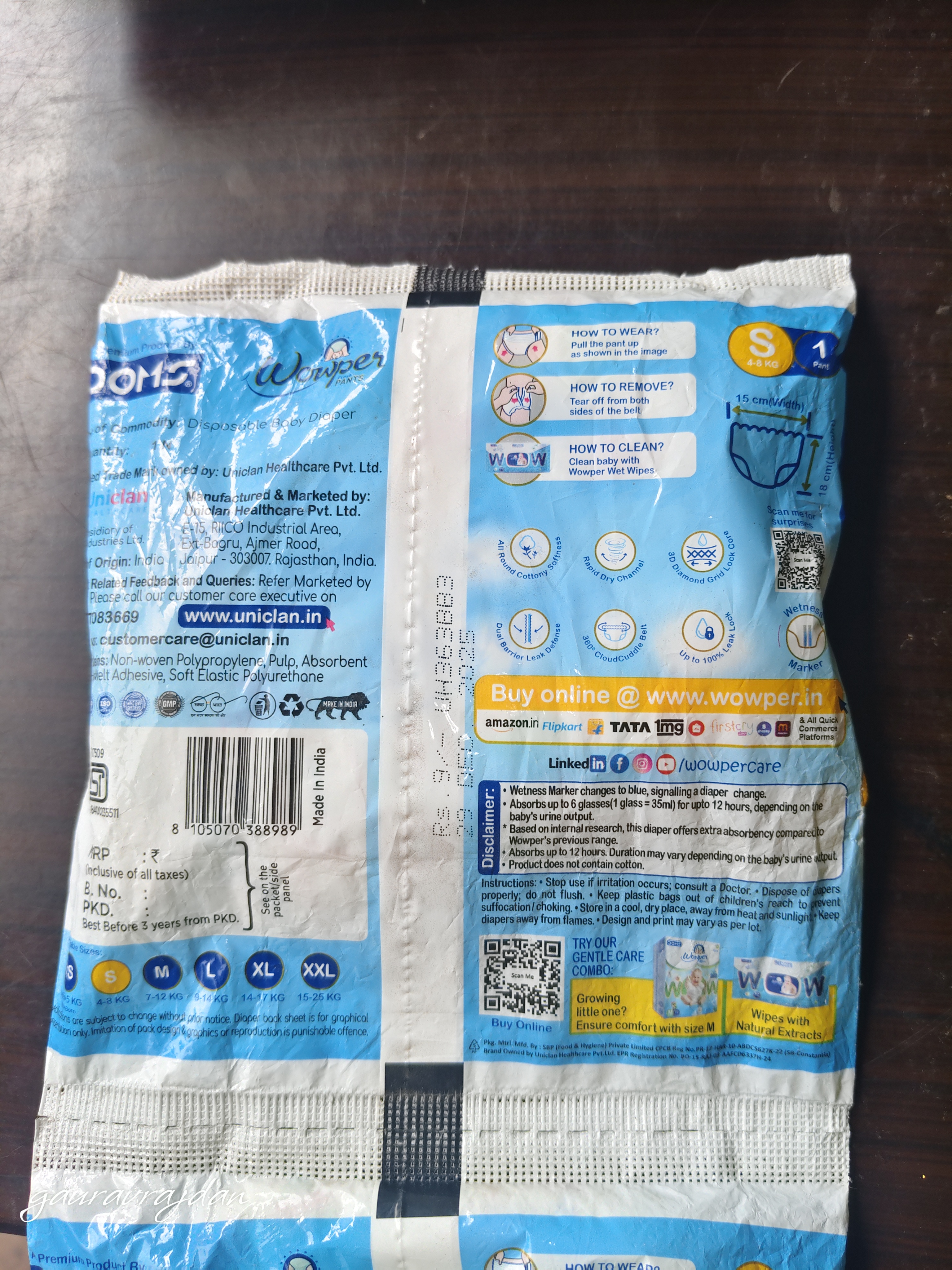 DOMS WOWPER DIAPER S1 PACK OF 280